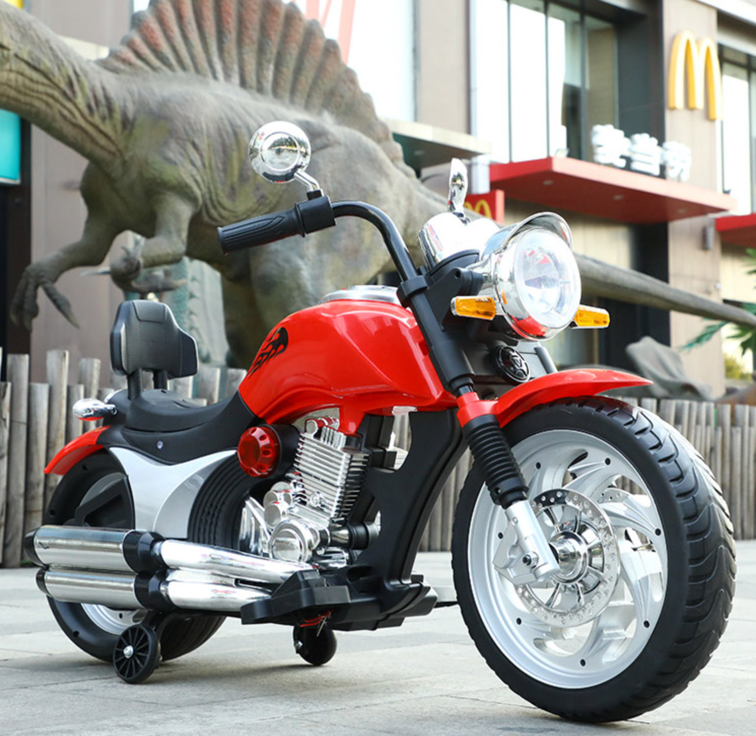 聰明媽咪兒童超跑 - 哈雷重型兒童電動機車-紅色