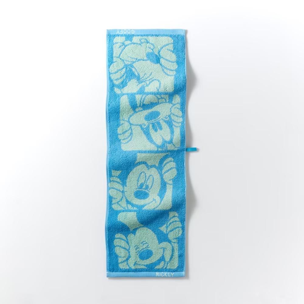 日本千趣會 - 日本製 迪士尼印花毛巾-米奇與高飛-水藍 (22×72cm)