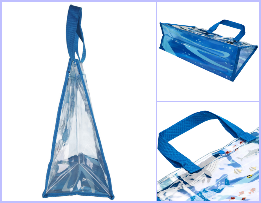 日本服飾代購 - 防水PVC游泳包(雙面圖案設計)-海底世界-藍 (25x36x13cm)