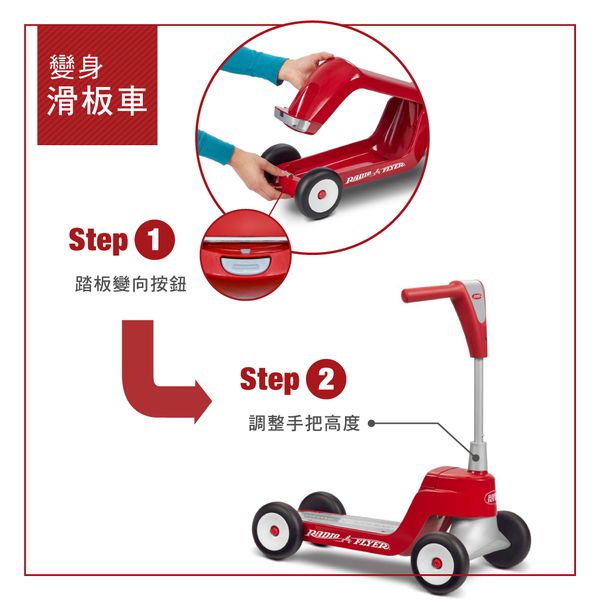 Radio Flyer - 小浣熊二合一滑步滑板車