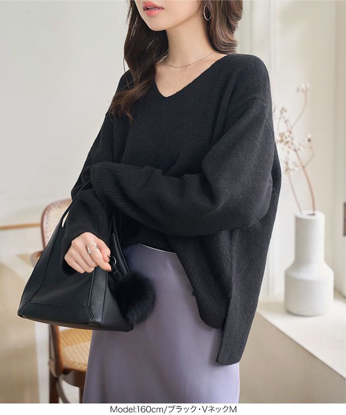 日本 Kobe Lettuce - [可機洗]都會時尚柔軟寬鬆毛衣(選領)-黑白條紋