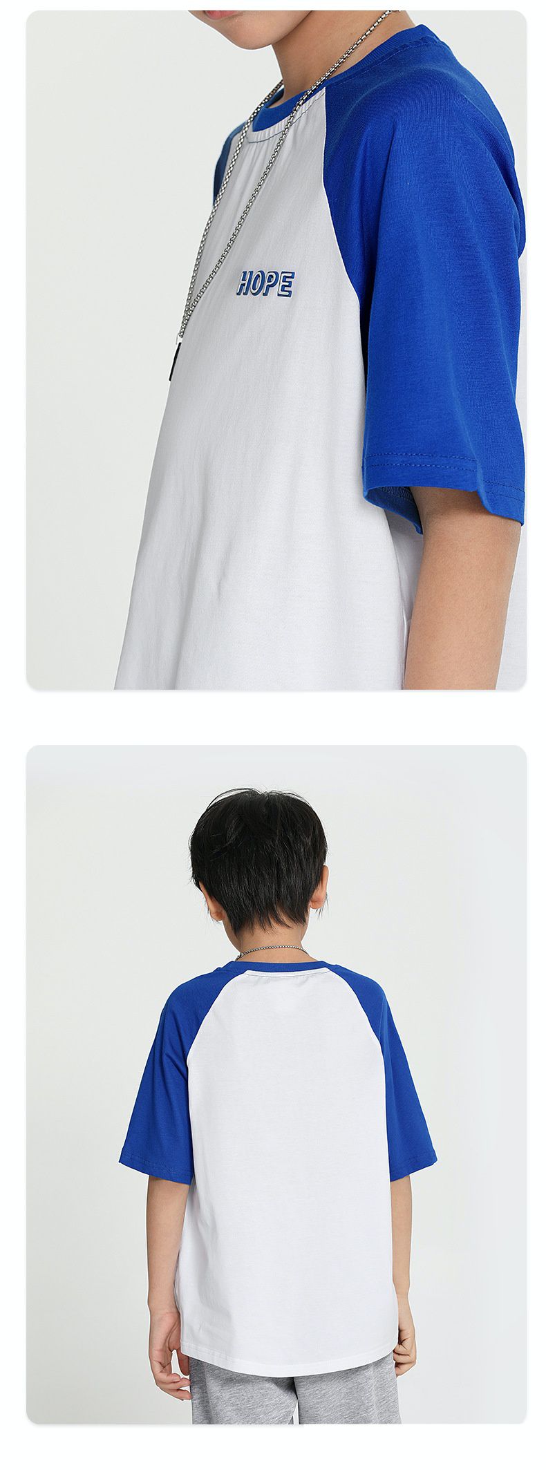 純棉基礎款短袖上衣-白+藍