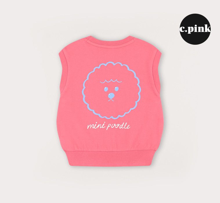 韓國 HEJMINI - 小狗徽章小背心-草莓粉