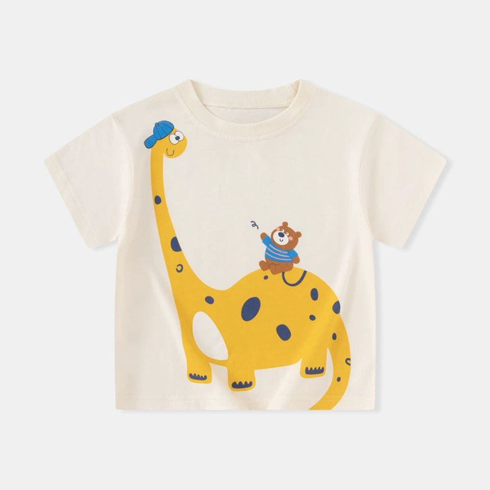 純棉短袖上衣-雷龍好朋友-米杏