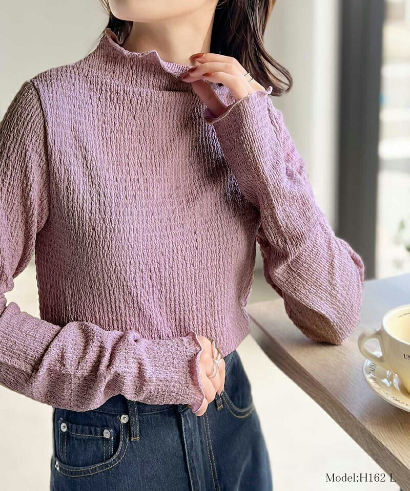 日本 Classical Elf - 定番木耳領薄長袖上衣-優雅粉