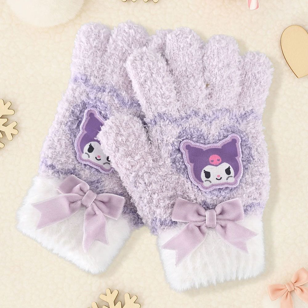 保暖毛絨造型手套-卡通人物庫洛米-紫