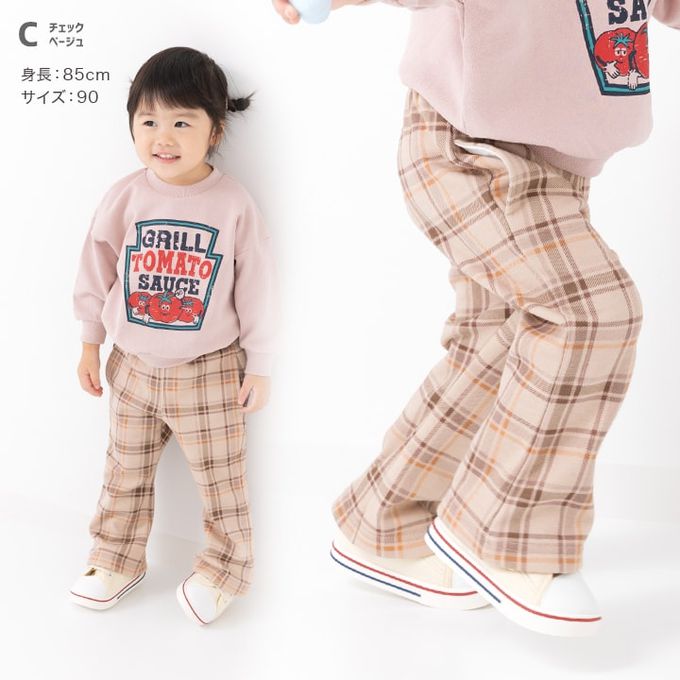 日本 Chil2 - 保暖內刷毛印花喇叭褲-豹紋-米白