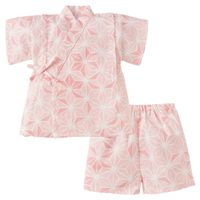 akachan honpo - 幼童兩件式甚平-麻葉-粉紅色-日本製