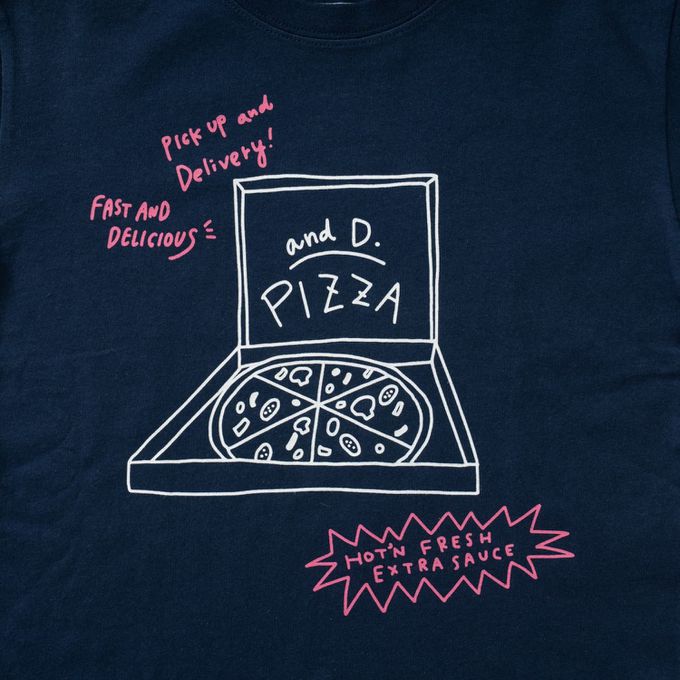 日本 petit main - 100%棉 塗鴉系食物印花短袖上衣-漢堡-白