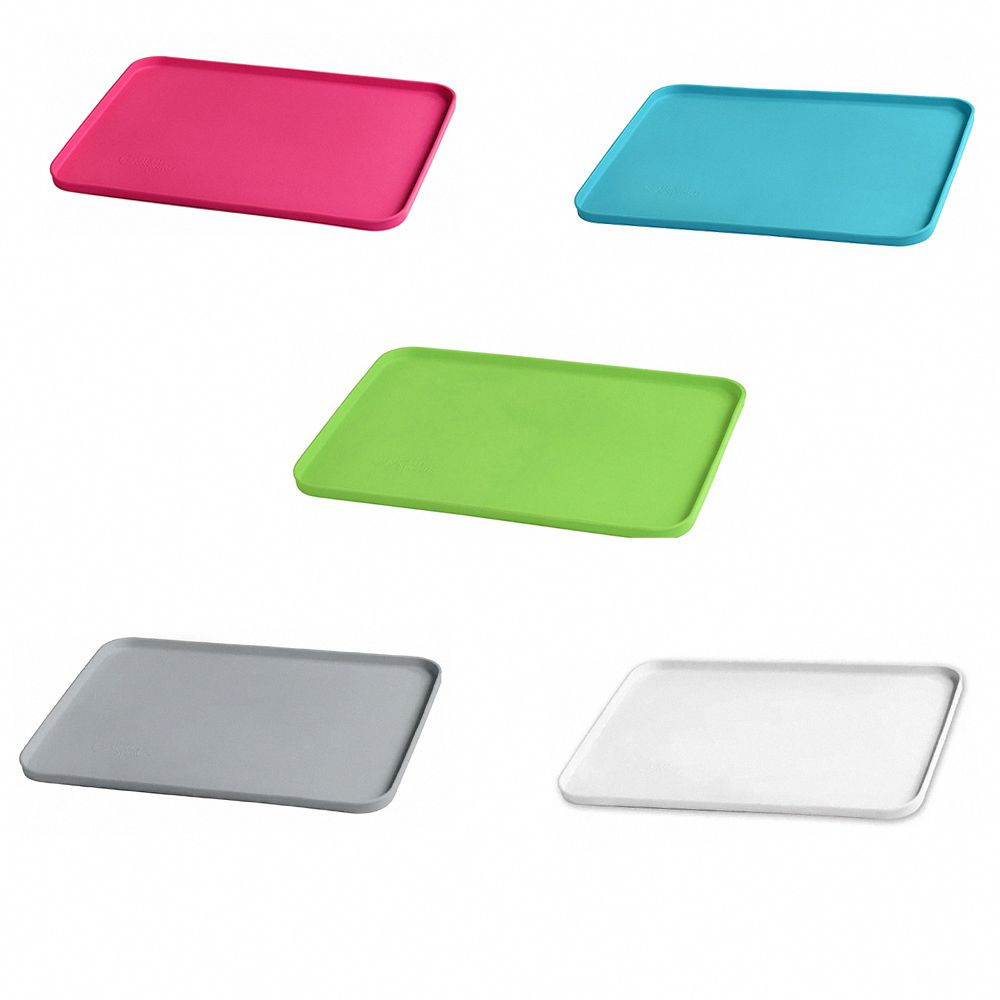 美國 green sprouts - 小綠芽超防滑寶寶學習吃飯矽膠耐熱學習餐盤/餐墊-灰色