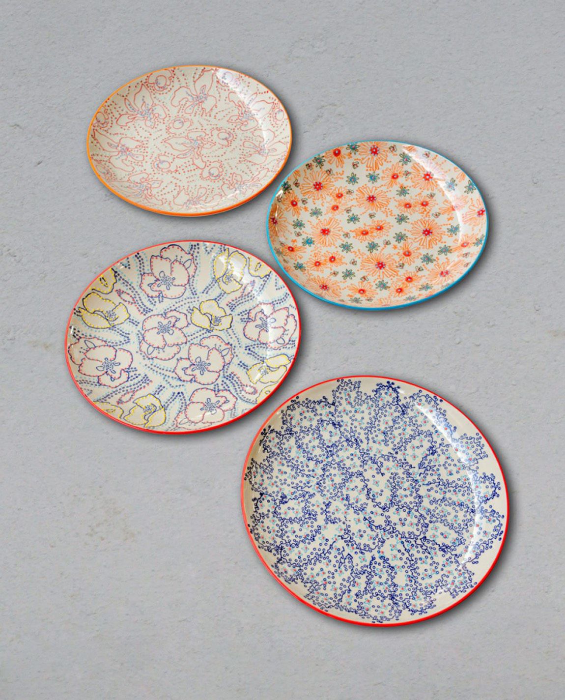 法國 Chehoma - 點繪花點-8吋盤 (直徑20cm)-4入