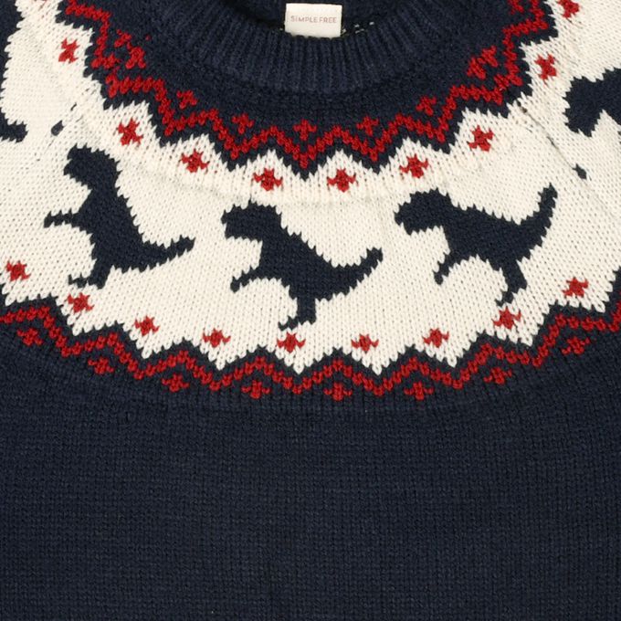 akachan honpo - 針織休閒上衣-恐龍-深藍色