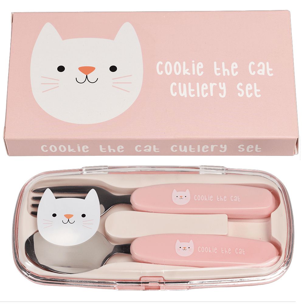 英國 Rex London - 幼兒/兒童餐具2入組(附收納盒)-迷人貓咪