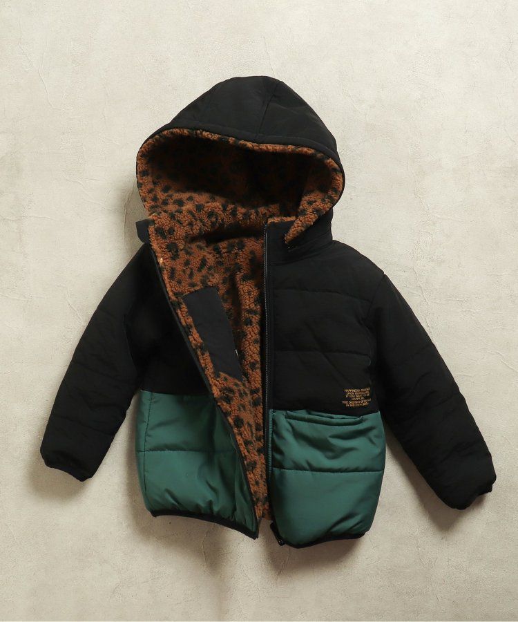 日本 BREEZE - 2WAY極暖裏絨保暖鋪棉外套-卡其x咖啡