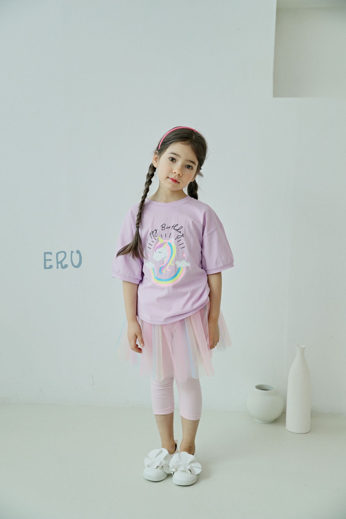 韓國 ERU - 彩虹獨角獸印花T-紫