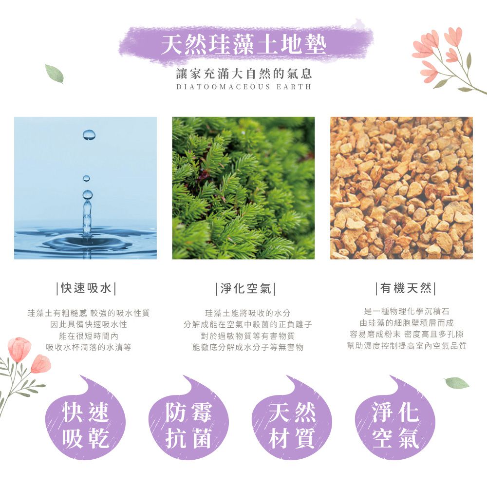 Sanrio三麗鷗【柔紫花兔】 珪藻土軟式吸水地墊 浴室地墊 腳踏墊 吸水墊60X40X0.5cm