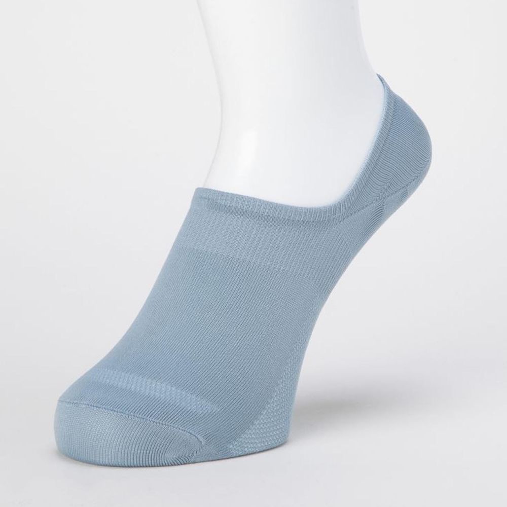日本 okamoto - 超強專利防滑ㄈ型隱形襪-光滑編織 超深履款-水藍 (23-25cm)