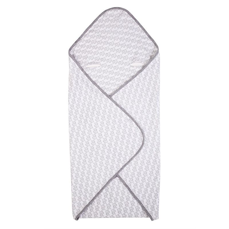 英國 JoJo Maman BeBe - 100%純棉可愛大象多功能小薄被/純棉毯-優雅灰