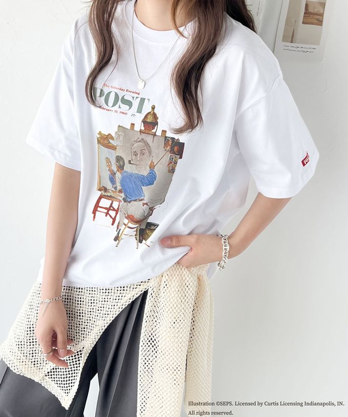 日本 Classical Elf - 設計師聯名 復古印花寬版T恤-三重自畫像-炭灰