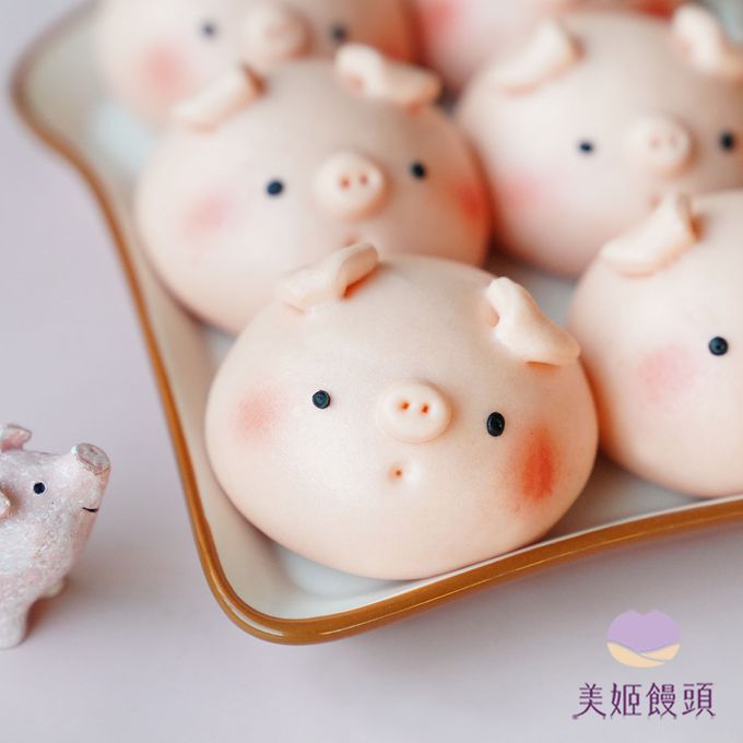 美姬饅頭 - 小豬鮮乳造型饅頭-35g*6顆