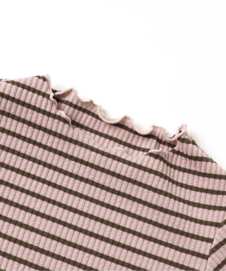 日本 BREEZE - 羅紋捲邊百搭薄長袖上衣-墨綠條紋