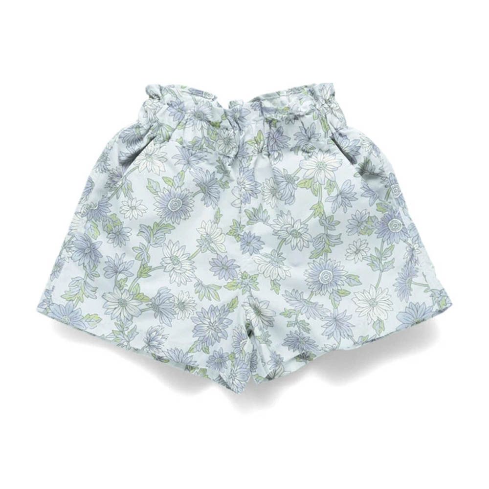水陸兩穿 女孩輕便彈性休閒短褲-花朵-藍紫