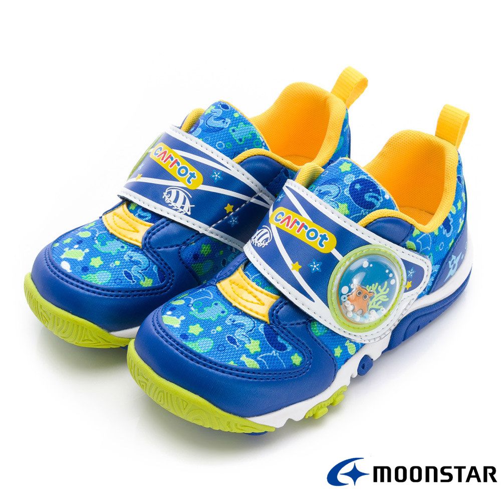 日本Moonstar月星頂級童鞋-公園動物大底系列-2E楦-23845(中小童段)-機能鞋-藍-15~19cm