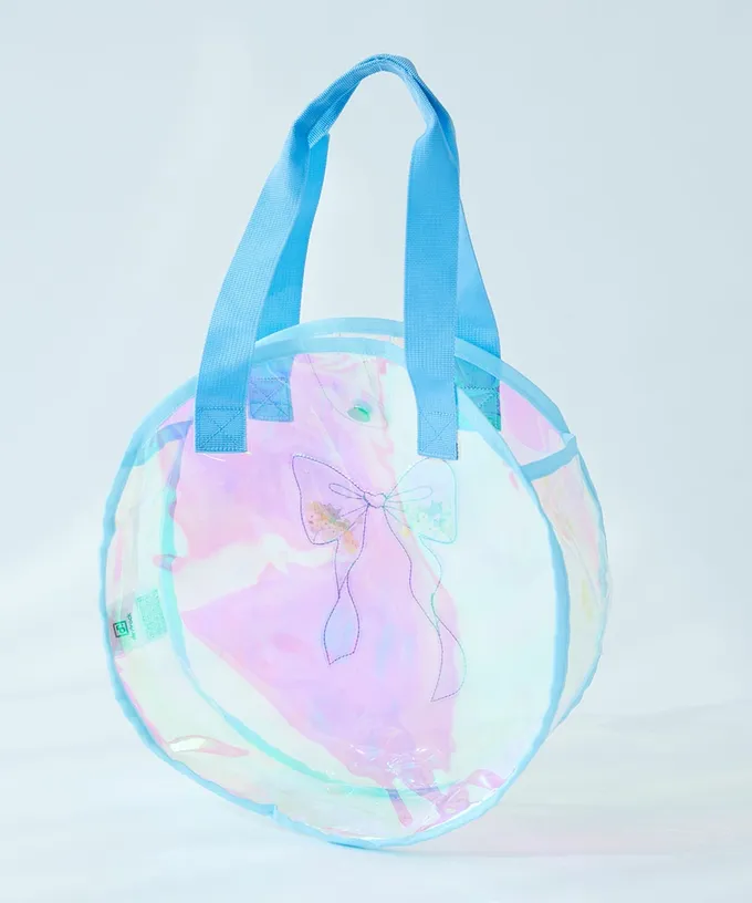 日本 devirock - 獨角獸色系閃亮PVC游泳/玩水包-冰淇淋-米x水藍