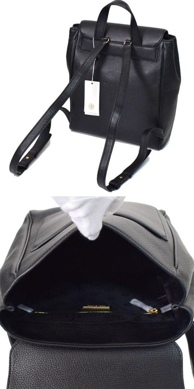 TORY BURCH - 素面皮革後背包 (黑)