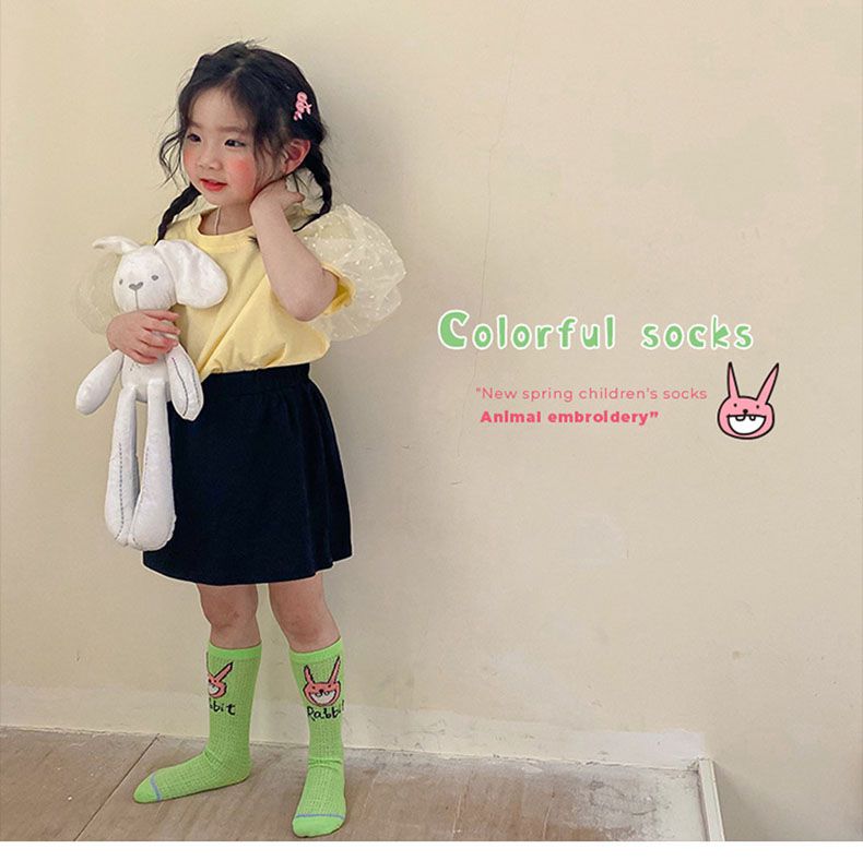 兒童中筒襪 (四入一組)-透氣網眼襪-1173動物款_女生款 (均碼(約12-20cm,建議3-8歲))