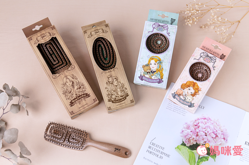 韓國 Yao - 鏤空頭皮按摩梳(兒童款)-泰迪熊-木紋色