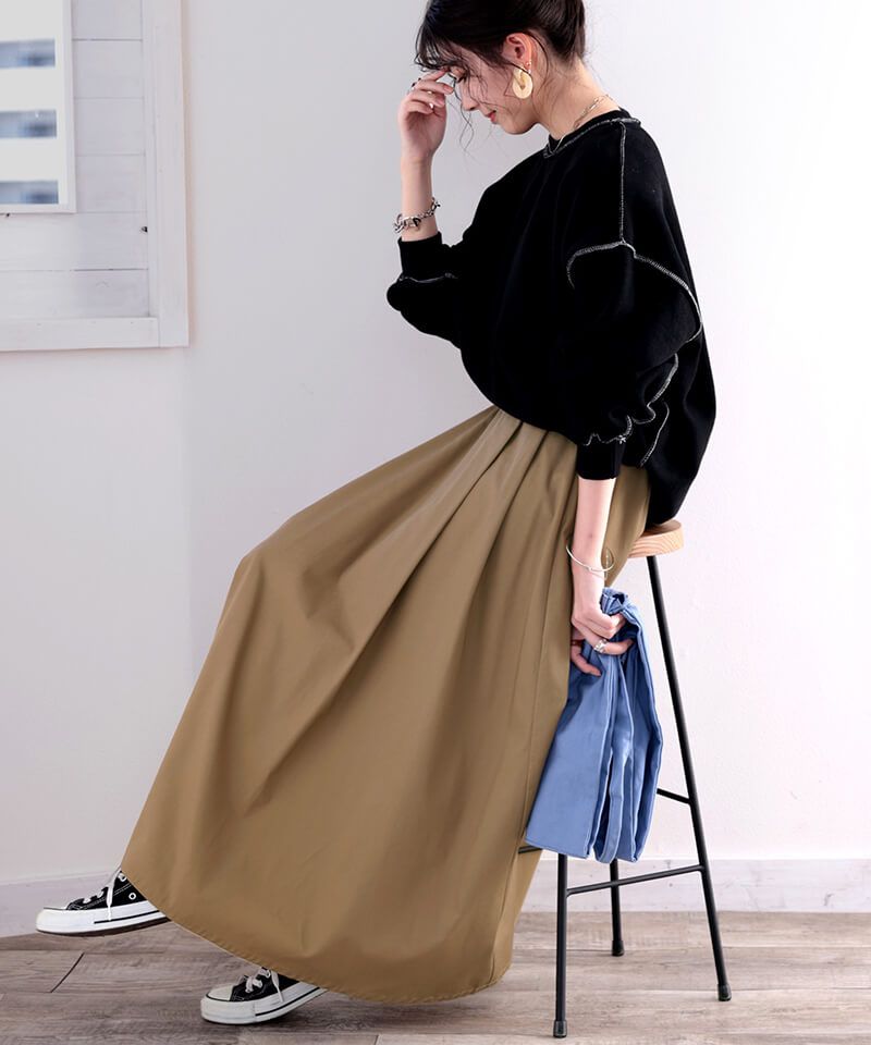 日本 Classical Elf - 修身剪裁垂墜感長裙-深卡其