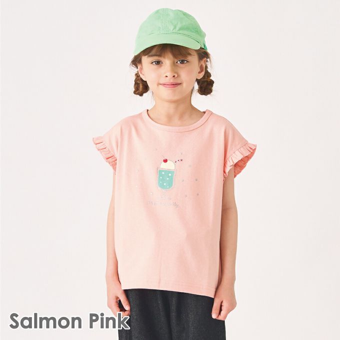 日本 evercloset - 100%棉 閃亮亮聖代短袖上衣-粉紅