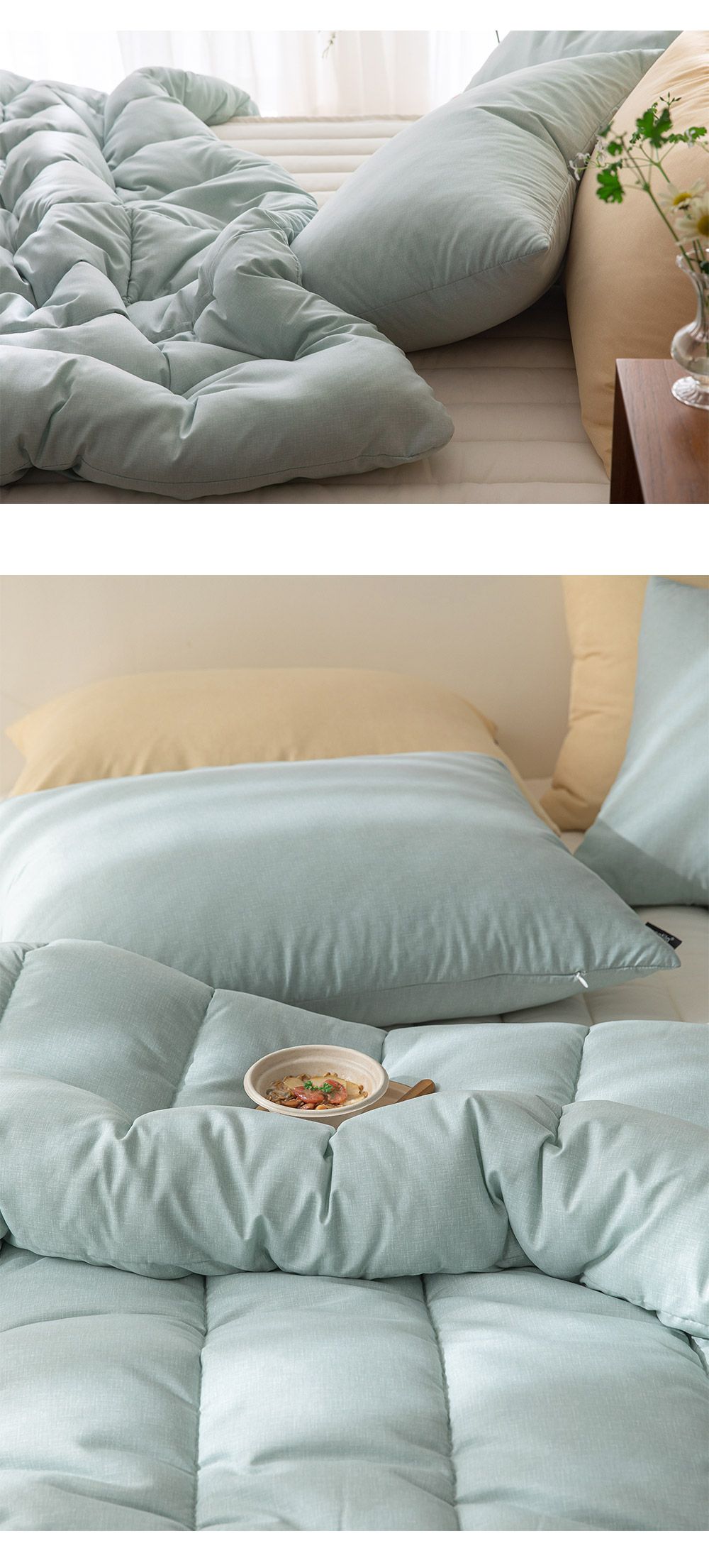 韓國 Maatila - 可水洗超細纖維桃皮感四季被-薄荷綠