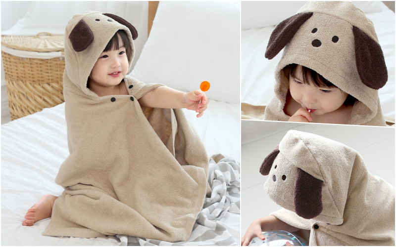 韓國 Conitale - 純棉造型浴巾袍-灰色鯊魚 (68X120cm)