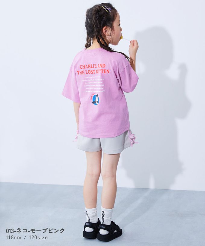 日本 devirock - 100%棉 定番可愛女孩印花短袖上衣-玫瑰-淺紫