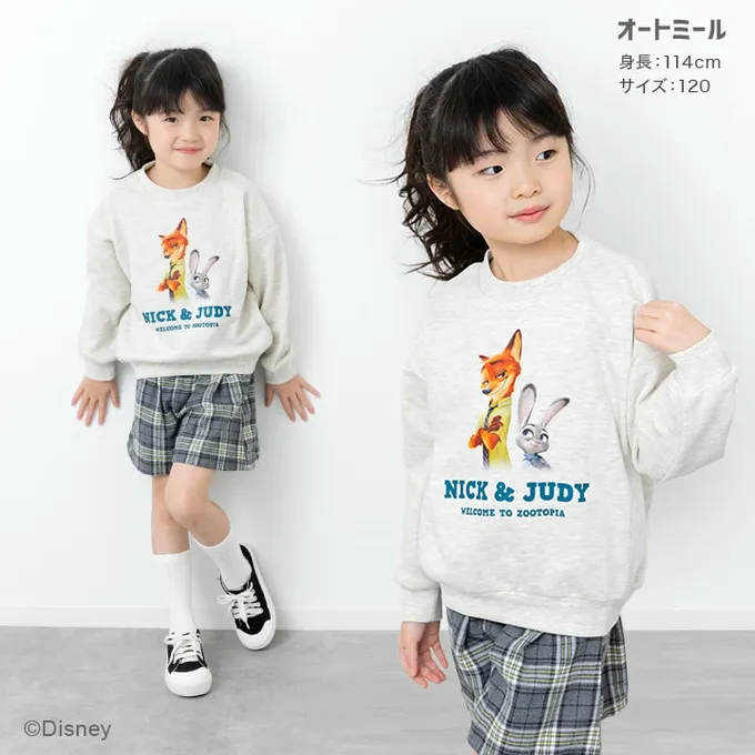 日本 Chil2 - 限量聯名 裏毛印花大學長袖上衣-卡通人物動物方城市-煙燻粉