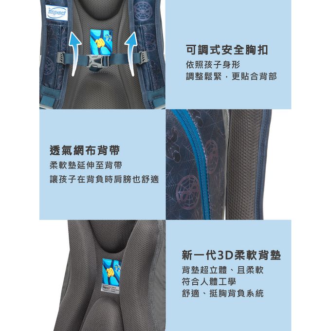 impact 怡寶 - 蜘蛛人成長型護脊書包-深藍(IMMVSD301NY)|身高130cm以上
