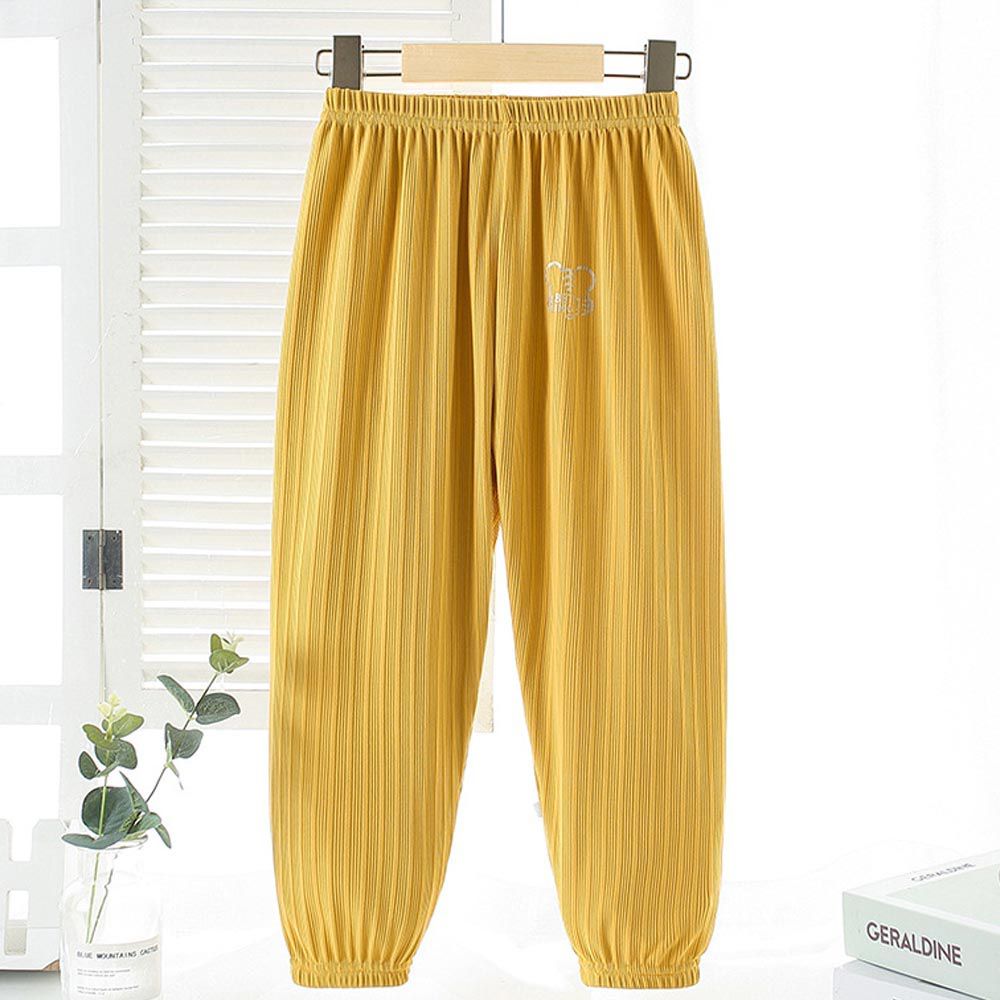 冰絲涼感螺紋防蚊褲/空調褲-小老虎-黃色-團購專案