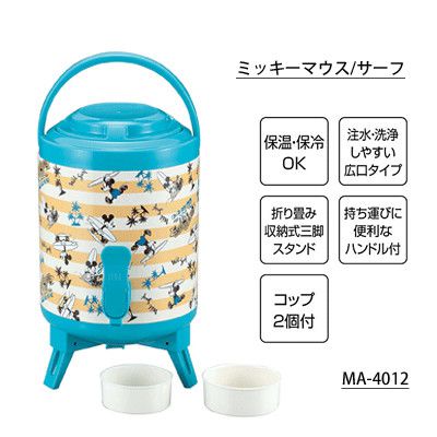 日本CAPTAIN STAG - 迪士尼 保溫保冷飲料桶(可伸縮架高)-米奇漫畫-紅 (2.9L)