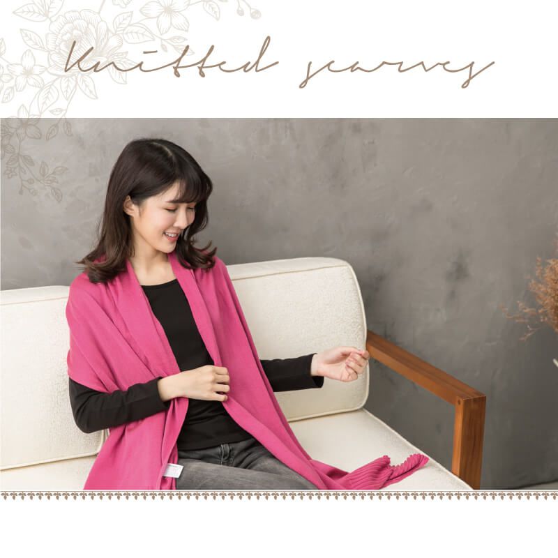 貝柔 Peilou - 純色多用途針織披肩圍巾-淺紫