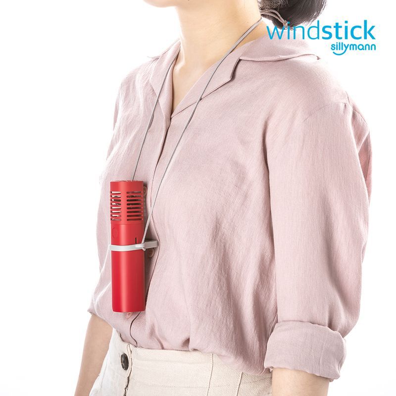 韓國 sillymann - 攜帶型風棒電扇-螢光橘