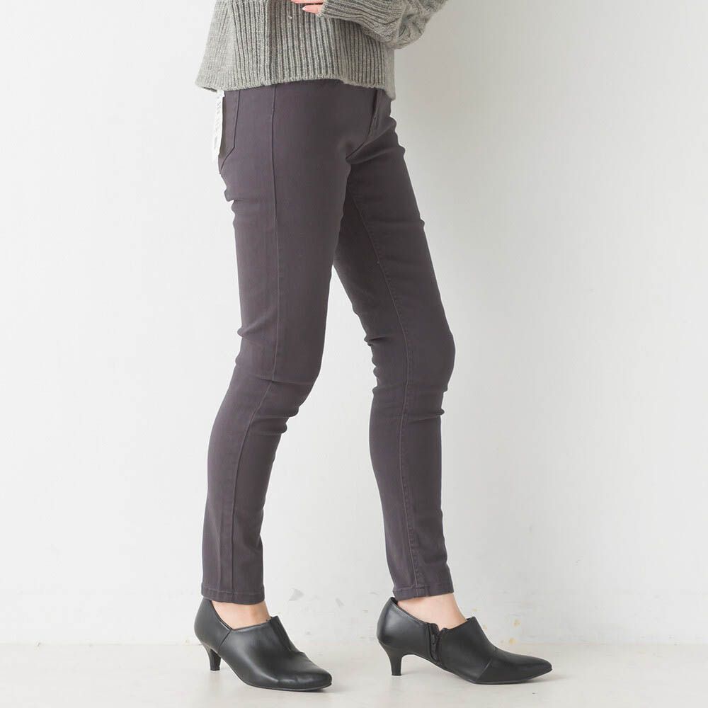 [定番]百搭厚磅斜紋布合身長褲-炭灰