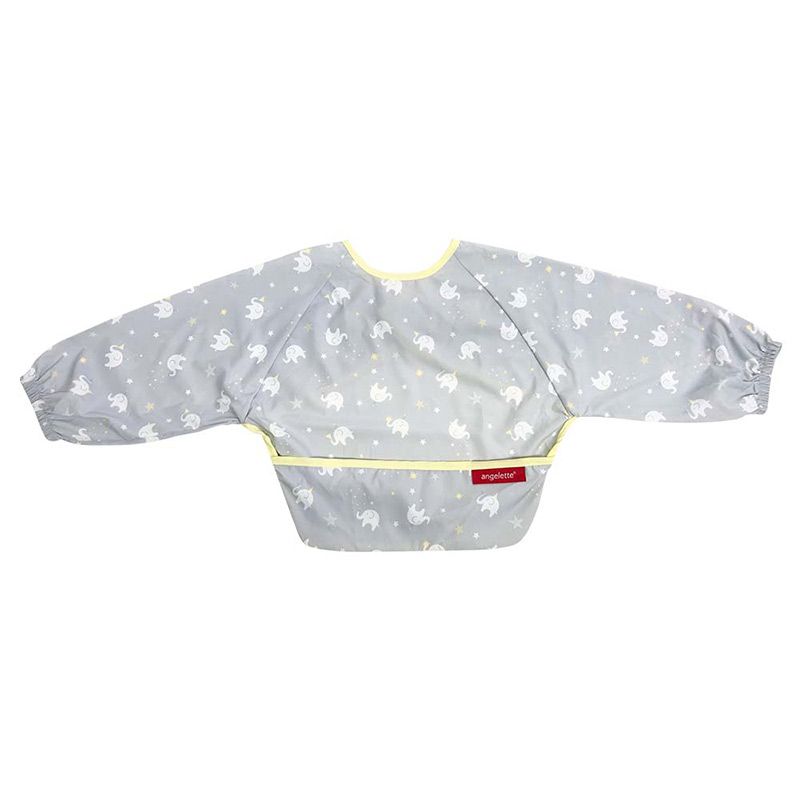 akachan honpo - angelette長袖用餐圍兜-小象-深灰色 (70~95cm)-身高70~95cm體重9~14kg