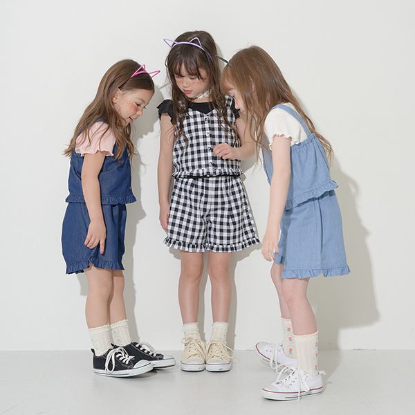 日本 Lycee mine - 甜美又帥氣荷葉短褲套裝-水藍