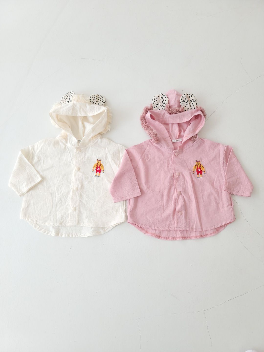 韓國 Mimico - 花豹造型耳朵薄外套-粉紅