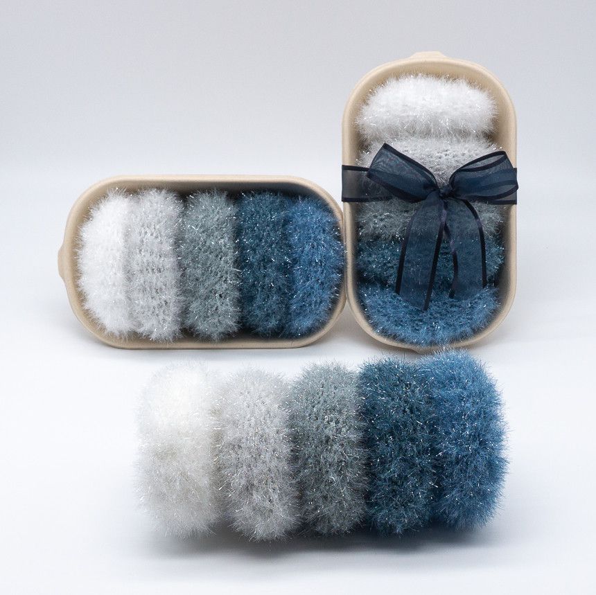 韓國製 - (五入禮盒組)手工編織洗碗刷/洗滌刷-森林黃綠