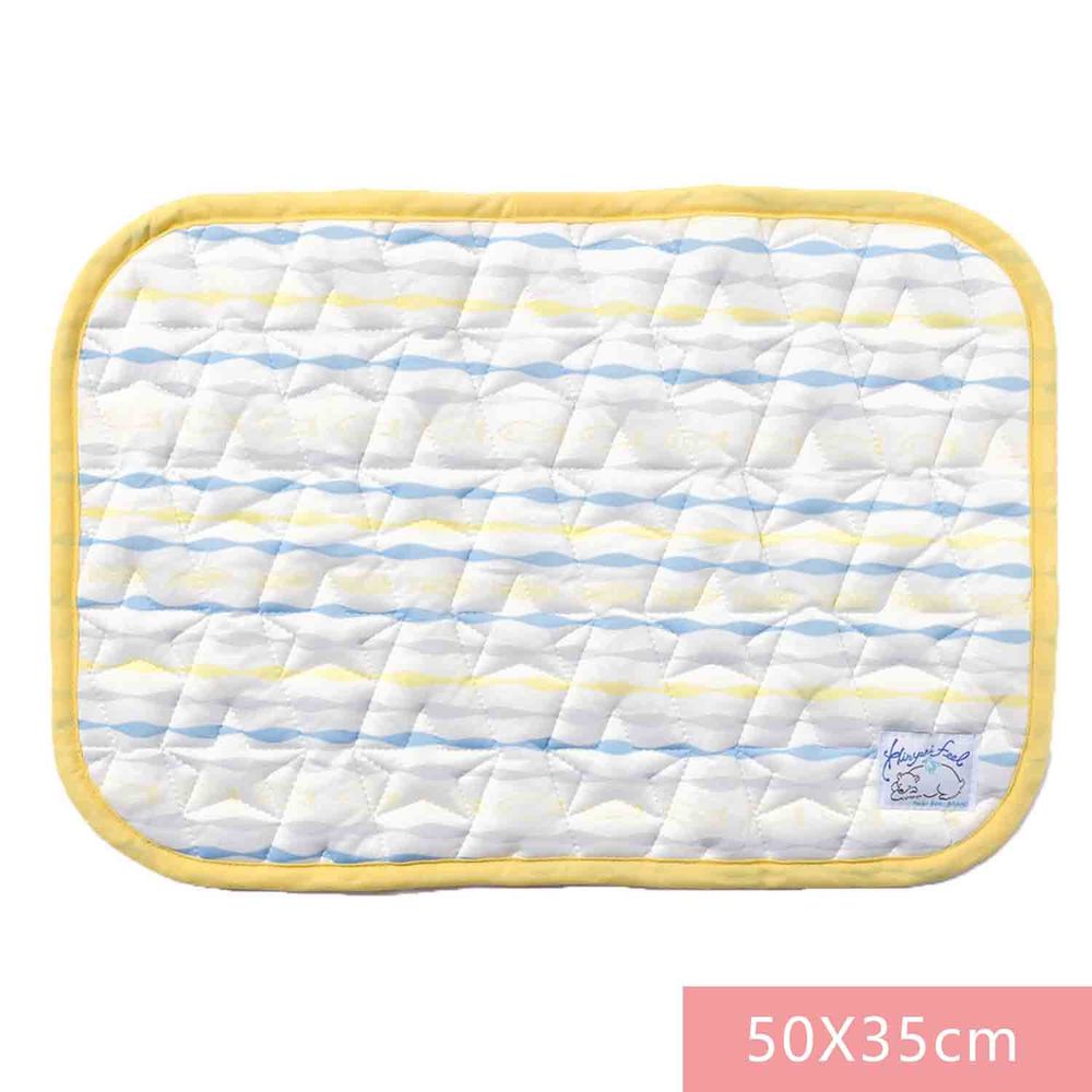 日本 SHF - 二重紗內芯涼感枕頭墊-藍黃條紋-白底 (52x35cm) (W52×H35cm)