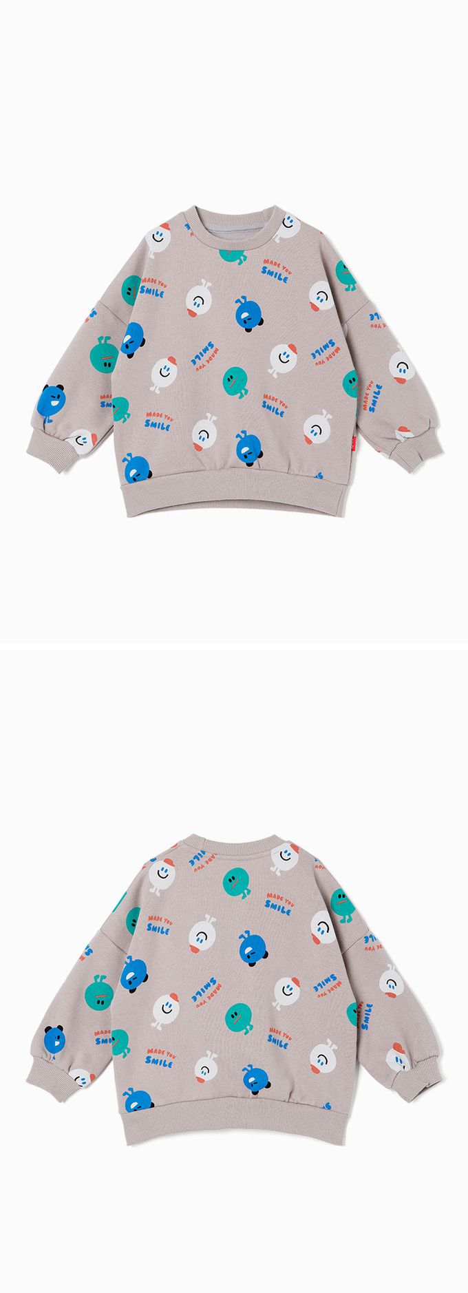 韓國 OZKIZ - 微笑豆豆暖絨長袖T-淺棕