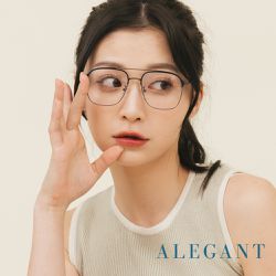 ALEGANT - 歐式古典雙樑設計嵐霧槍灰飛官款雲紗鏡腿設計UV400濾藍光眼鏡
